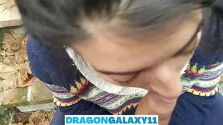 RISKY PUBLIC BLOWJOB HOT BRUNETTE SUCKING OUTSIDE