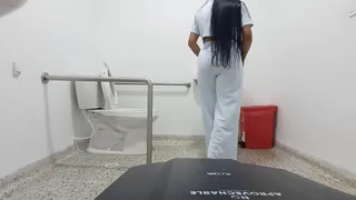 Amateur camera in hospital bathroom records patients and nurses pissing