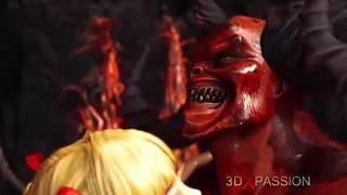 Devil plays with a super hot girl in hell
