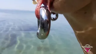 nippleringlover hot mom xtreme cunt and nipple piercings, changes big nipple rings nude at the sea