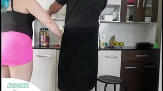 hot aunt fucking boy in the kitchen