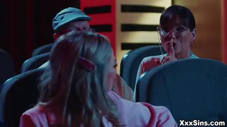 Young couple caught having sex in cinema