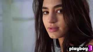 Sexy teen with small tits Sarah Mollica stripteased and showed perfect Latina body and really liked hot posing action