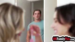 Sweet babes Aria Valencia and hot Haley Reed enjoyed rough pussy fucking after they sucked dick