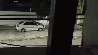 fucks with lover in the car in front of the house and comes back full of cum smiling