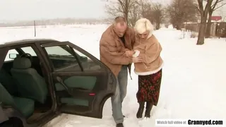 Gray haired grandma soothes her pain with a dick