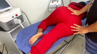 I pay a nurse 100 dollars to massage her big ass, she ends up squirting