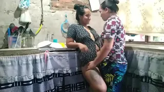 Since my husband is not in town, I call my best friend for wild lesbian sex