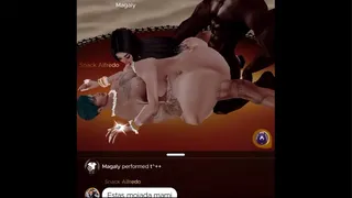 Magaly48(Imvu) having a good time with her husband's friends