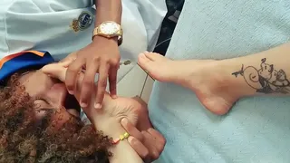 I made my neighbor kiss and lick my feet while my husband recorded it!
