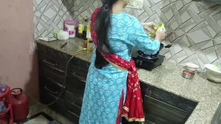 Bhabhi did maze kitchen with her brother in law while husband was on duty.