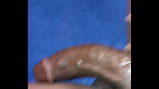 Jacking off big black dick. Moaning cumshot