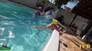 Pool party everyone came to suck my dick