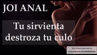 Maid with dildo plays with your anus. Instructions to masturbate.