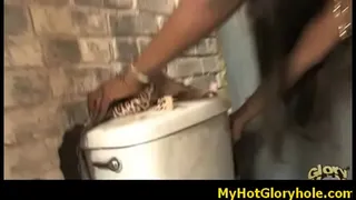 Ebony Hottie Swallows Massive Cock Gloryhole 17