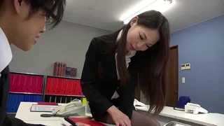 Petite Japanese Secretary give Blowjob in Office to Young Trainee Boy in uncensored JAV Porn