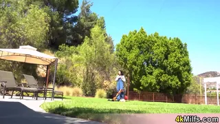 Mowing the lawn can lead to a quickie fuck with the neighbour