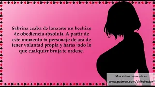 Witch makes you a slave so you can suck her pussy. JOI Spanish voice.