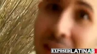 Latina brunette Angela gets caught masturbating and gets nailed outdoors