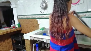 I fuck her vagina in the kitchen