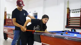 I teach my stepsister how to play pool and I end up fucking her - Spanish porn