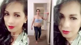 Ladyboy in orange gets asshole fingered while sucking cock