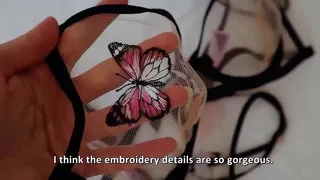 Pretty redhead tries on sexy lingerie.