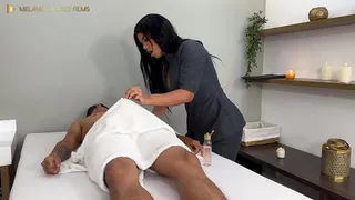 Happy ending massage, horny slut masseuse fucks her patients - Rosxy Gutierrez & Dani Clark