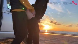 serious business woman in tight pants used for outdoor fuck