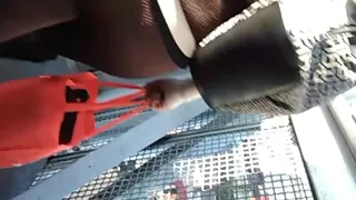 Milf in leggings heading to the subway