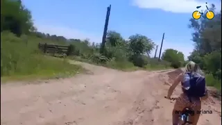 Trailer. Cyclists have sex near the highway, outdoors. Rural cycle tourism and sex