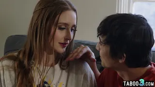 Shy brunette teen slut fucked hard by two big cocked pervs