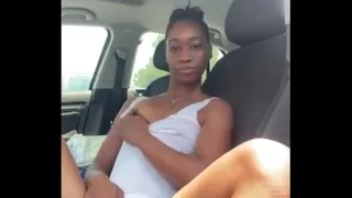 Linda feasting in the car