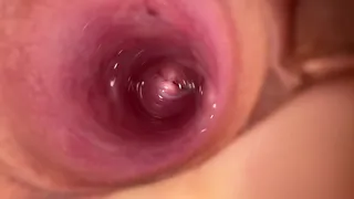 Internal camera in little tight vagina