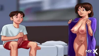 Cumshot on the naked body of a mature