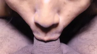 Sucking and sucking his cock very rich and he cums all over my face a lot of semen in my little mouth and face
