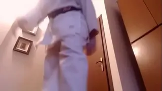 Your beautiful martial arts teacher reduces you to a little wanker worm today