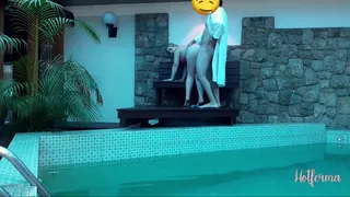 Boss invites maid to the pool but couldn't resist the hot