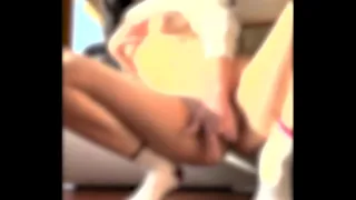 long-legged sexy bitch jerking off her wet pussy