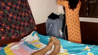 owner fucks the maid on the pretext of cleaning the room