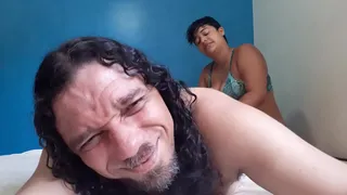 DOMINANT WOMAN STUFFING A DILT UP HER MALE'S ASS