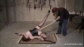 Vibrators And A Dildo On A Stick Used On Bound Sub Slut