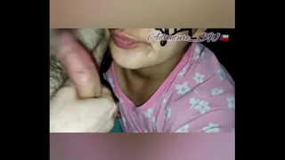 Deep blowjob with facial Latina FACEFUCK