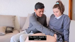 Stepdad shows his innocent stepdaughter how to fuck