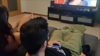 my step sister caught me masturbating and watching porn so she made me a blowjob