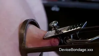 Bdsm babe arched back and kneeling on a Sybian
