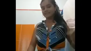 Naughty woman, husband goes out to the market she sends video