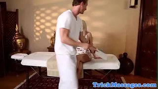 Pussylicked massage babe sucks hard cock