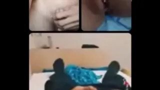 playing my pussy & my big boobs while watching two guys masturbating