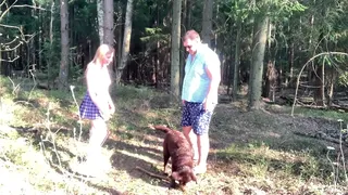 Milf met a woodsman and sucked him off in public